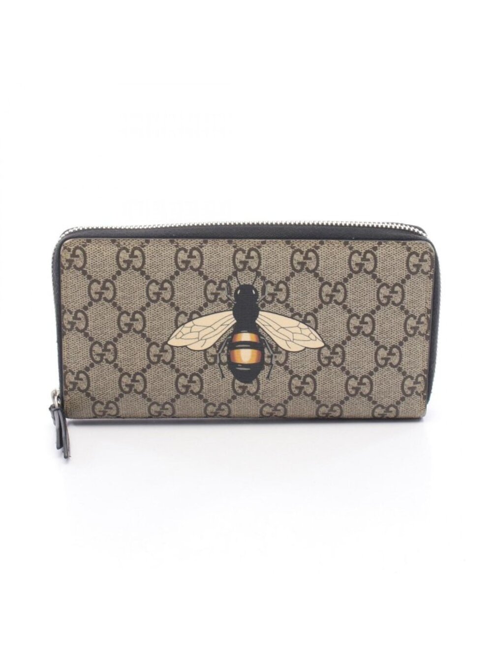 Gucci Round Wallet GG Supreme Bee Print Beige Brown Multi Leather Bestiary Bee